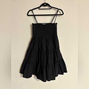 Steve Madden Black Lotty Smocked Fit & Flare Minidress